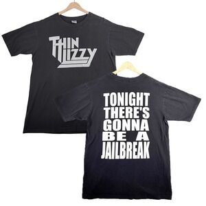 Vintage 2002 Thin Lizzy Jailbreak Band T-Shirt Mens Large Black Cygnus Y2K